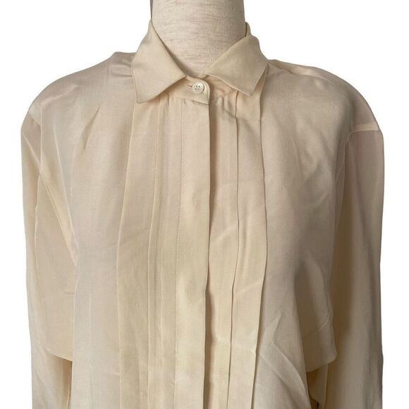 Vintage 1980’s Silk Blouse Paul Stanley Secretary Button Up Size 6 Cream, D23 - Picture 3 of 9